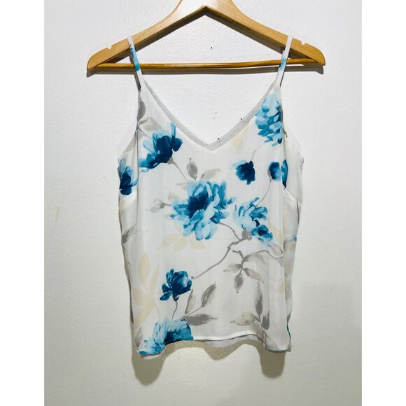 Cami Y2K top reversible polka dots floral blue romantic spring summer women S - Picture 2 of 5